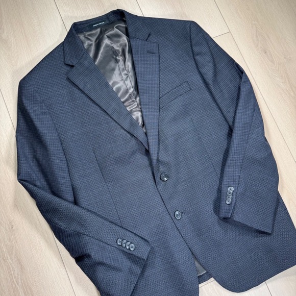 Kenneth Cole Other - Kenneth Cole AWEARNESS Men's 48R Navy Blue Plaid Slim Fit Blazer Jacket